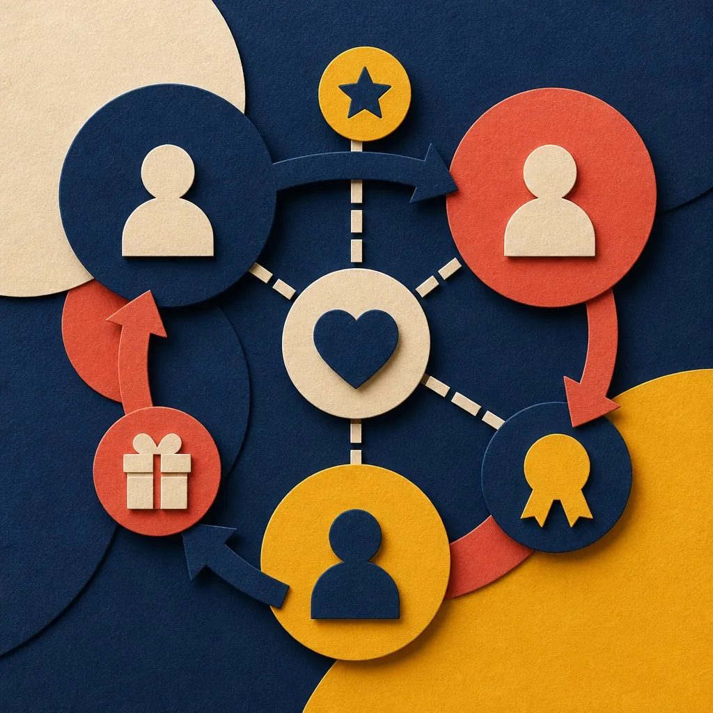 Abstract connected loyalty system made from paper forms and reward tokens